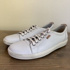 Ecco‎ Women's 10 White Leather Lace Up Low Top Sneakers Shoes Comfort